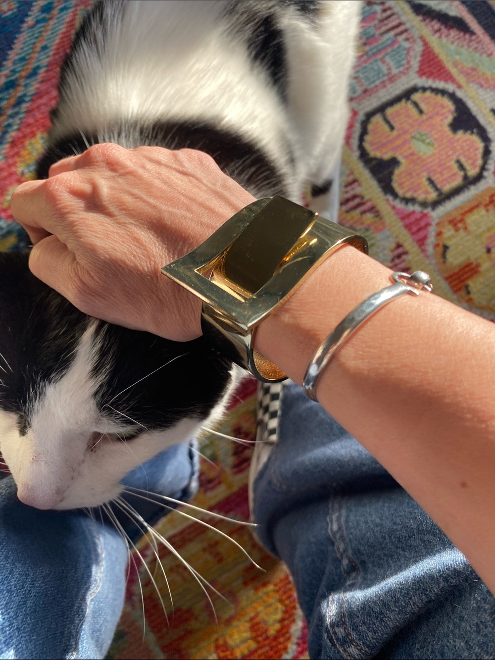 Bold Sculptural Gold Bracelet Cuff - Statement Women's Jewelry